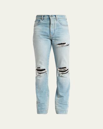 Amiri Mens MX1 Distressed Slim-Fit Flare Jeans