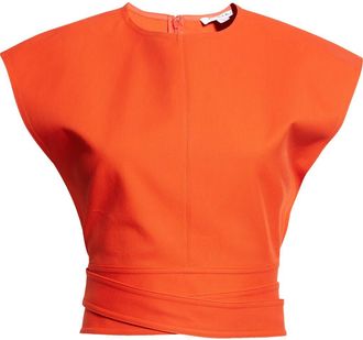 Alaia Crop Belted Cotton Gabardine Top in Orange Sanguine at Nordstrom, Size 38