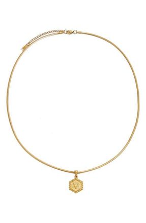 Petit Moments Initial Pendant Necklace in Gold-V at Nordstrom