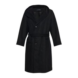 Yohji Yamamoto Abrigo de Lana con Capucha - Coats - Hombre - Negro - M
