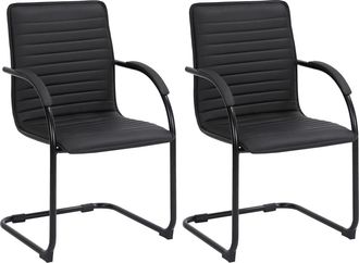 Clp Set de 2 sillas cantil&eacute;ver con asiento en simil cuero negro/negro