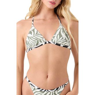 Roxy Surfers Paradise Reversible Triangle Bikini Top in Black Combo at Nordstrom, Size X-Large