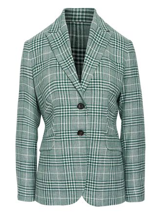 Kiton check-pattern buttoned blazer - women - Virgin Wool/Silk/Polyamide/Cotton/Silk - 10 - Green