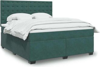 vidaXL Vidaxl - Cama Box Spring Con Colch&oacute;n Terciopelo Verde Oscuro 180x200 Cm
