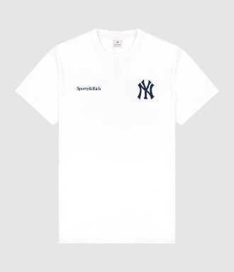Sporty & Rich T-Shirt Yankees Arch White Dark Navy, Collaboration Sporty & Rich x 47Brand