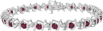 House of Brilliance Haus Of Brilliance Colorful Gemstones Silver 4.71 Ct. Tw. Diamond & Lab-Grown Ruby Tennis Bracelet