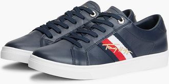Tommy Hilfiger Womens Script Logo Stripe Sneaker - Desert Sky - US 6.5 / EU 37