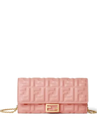 Fendi ff-motif chain shoulder bag - women - Calf Leather/Cotton/Polyamide/Resin - OS - Pink