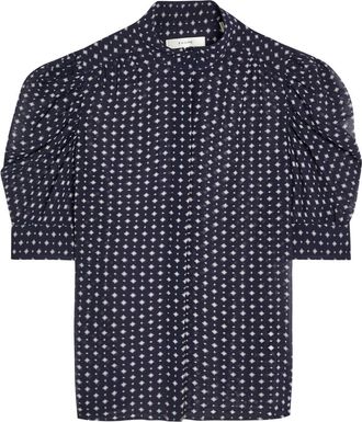 Frame Denim Patterned Silk Blouse - Navy - S (UK8-10 / S)