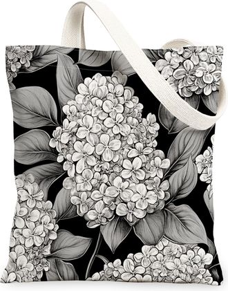 Generic Aesthetic Lilac Flower Canvas Tote Bag for Shopping 13x15, Cool Floral Garden Reusable Grocery Print Bag for Women, Retro Wildflower Beach Aesthetic P