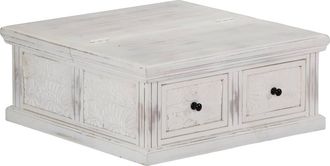 vidaXL Mesa De Centro De Madera Maciza De Mango Blanco 70x70x30 Cm
