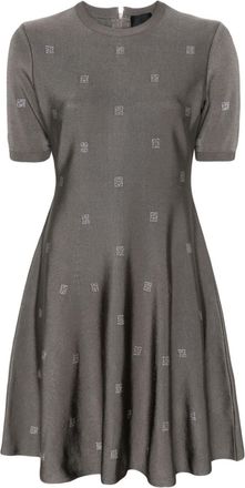 Givenchy 4G-motif flared minidress - women - Viscose/Elastane/Metallized Polyester/Polyamide/Polyester - M - Grey