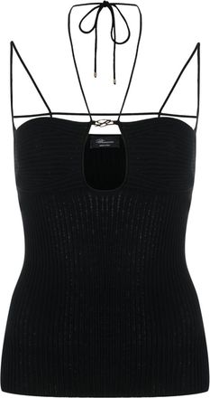 Blumarine cut-out ribbed knit top - women - Viscose/Polyester - L - Black