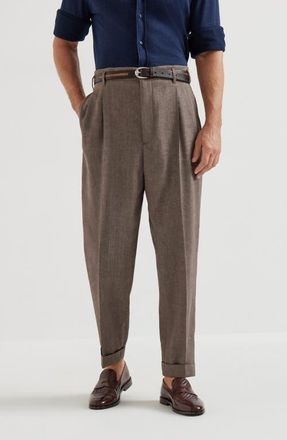 Brunello Cucinelli Chevron trousers in Hazelnut at Nordstrom, Size 52 It
