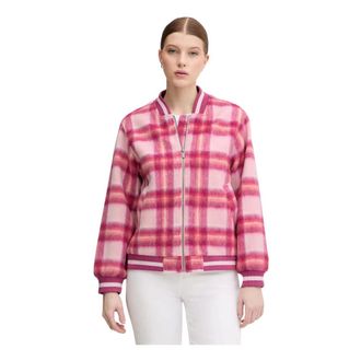 Benetton Jassen, Dames, Roze, XS, Wol, Checked Zip Jacket