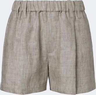 Brunello Cucinelli Shorts de lino con cuentas Monili