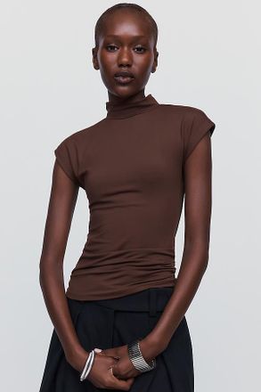 Maeve Mock-Neck Sleeveless Top