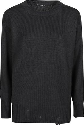 Canessa Ronde Hals Trui - Dames - Cashmere truien - Zwart - S - Truien & Vesten