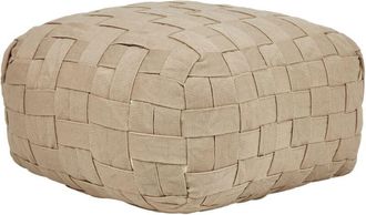 Beliani Beliani - Puf Exterior Tejido A Mano Otomana Material Sint&eacute;tico Accesorios De Jard&iacute;n 50 X 50 Cm Beige Bodla