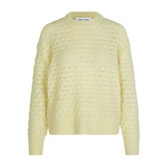 Samsøe & Samsøe Truien & Vesten, Dames, Geel, L, Wol, Pointelle Sweater Pear Sorbet