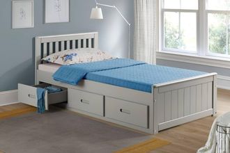 Mission Solid Wooden 3ft Single Bed with Underbed Drawer - 6 Colours in Grey