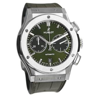 Hublot Pre-owned Hublot Classic Fusion Chronograph Green Sunray Dial Mens Watch 521.NX.8970.LR