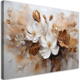 Artgeist Artgeist - Quadro su tela, Fiori di campo dipinti di bianco e marrone - 120x80