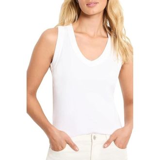 Nic+Zoe Nic+Zoe Tank Top Womens Paper White Cotton Blend Sleeveless V-Neck DDR2 4