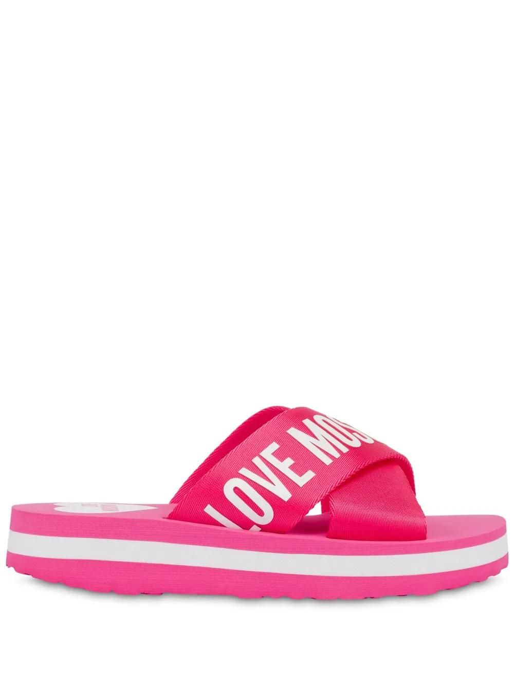 サンダル・ミュール Moschino Pink Slingback Sandals Moschino Flower-appliqué Platform Sandals - Shoes - Save