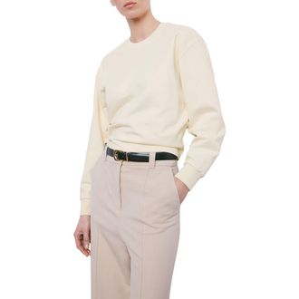 Mango Crewneck Cotton Sweatshirt in Pastel Yellow at Nordstrom, Size X-Small