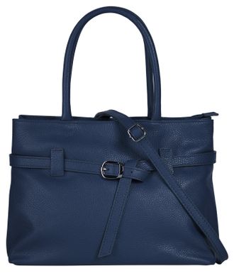 Cluty Henkeltasche CLUTY, Damen, Gr. B/H/T: 33cm x 23cm x 15cm onesize, blau, Leder, leicht gl&auml;nzend, unifarben, Taschen Henkeltasche, echt Leder, Made in I