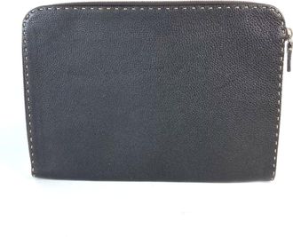 Fendi Dark Brown Leather Clutch Bag Pouch (Pre-Owned)