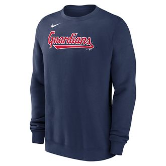 Nike Cleveland Guardians Wordmark Nike Mens MLB Pullover Crew in Blue | NKPV44BGUA-M4Z