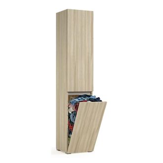 Dmora Armario Multiusos Agapanto De 2 Puertas, Mueble Para Lavander&iacute;a De 2 Puertas, Columna De Ba&ntilde;o Con Cesto Para La Ropa, 100% Made In Italy, 45x37h195 Cm