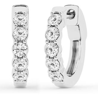 Grown Brilliance 0.50 Carat Round Lab Grown Diamond Hoop Earrings in Sterling Silver, Color G+, Clarity SI, Fine Jewelry for Women