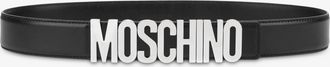 Moschino Cintura in vitello con logo - Nero