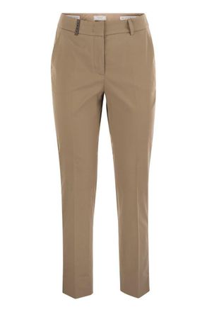 PESERICO Light Cotton Satin Cigarette Trousers
