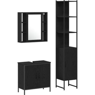 vidaXL Vidaxl - Armario De Lavabo Roble Negro 60x30x60 Cm Madera Buena