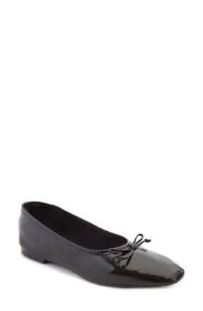 Schutz Arissa Square Toe Ballet Flat in Black Patent at Nordstrom, Size 9