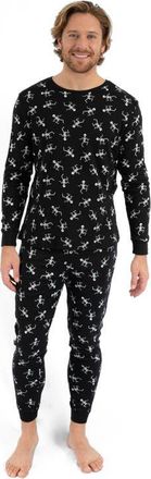 Leveret Mens Cotton Matching Family Halloween Pajamas, Skeleton & Skull Prints in Skeleton Black at Nordstrom, Size X-Small