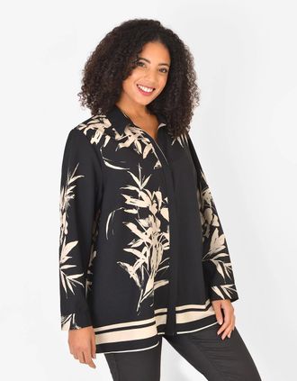 Live Unlimited London Womens Abstract Border Print Shirt - Black - Size: 16
