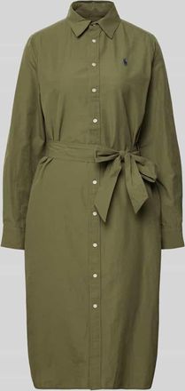 Polo Ralph Lauren Hemdblusenkleid aus Baumwoll-Leinen-Mix in Oliv, Größe 34