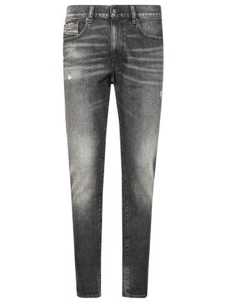 Diesel Slim-Fit Distressed Black Jeans With Tapered Leg
