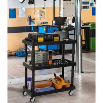 Dmora Trolley de polipropileno de 3-shape con multiusos con ruedas, estante de ruedas, 100% Made in Italy, 76x16h38 cm, color antracita - Dmora