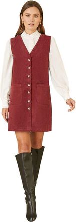 Yumi V-Neck Cord Pinafore Dress in Burgundy at Nordstrom, Size 10