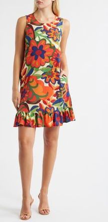 Halogen Ruffle Hem Shift Dress in Hibiscus Red at Nordstrom Rack, Size Medium