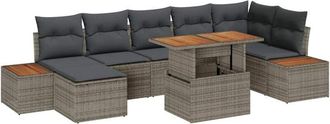 vidaXL Garden Sofa Set with Storage 8 pcs Grey Poly rattan vidaXL