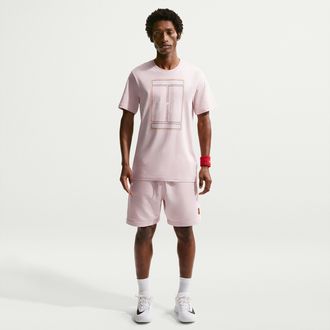 Nike Mens Court Heritage Dri-FIT Fleece Tennis Shorts in Pink | HM6768-667