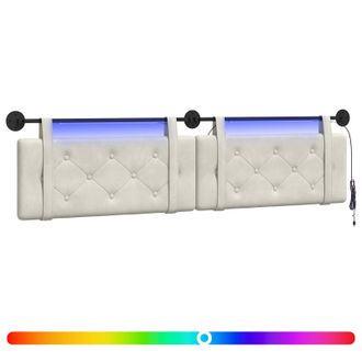 vidaXL Cabecero Colgante Con Luz Led Crema Terciopelo Vidaxl