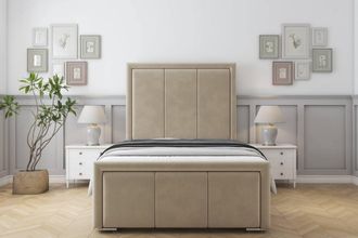 Sloomy Lancaster Coniston Frame-Mattress - 50 Upholstered Headboard in Cream | Size: Double